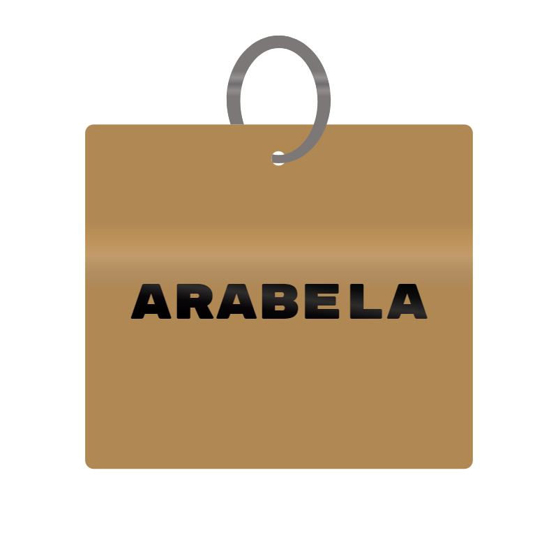 Arabela Engraved on Keychain in MDF 4cm x 4cm x 3mm