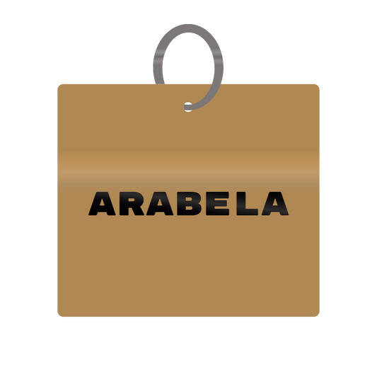 Arabela Engraved on Keychain in MDF 4cm x 4cm x 3mm