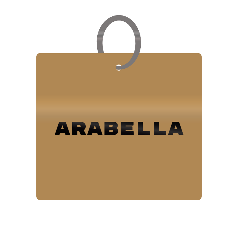 Arabella Engraved on Keychain in MDF 4cm x 4cm x 3mm