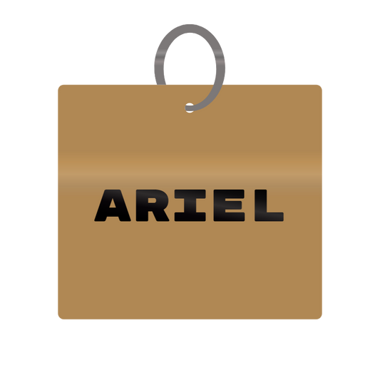 Ariel Engraved on Keychain in MDF 4cm x 4cm x 3mm