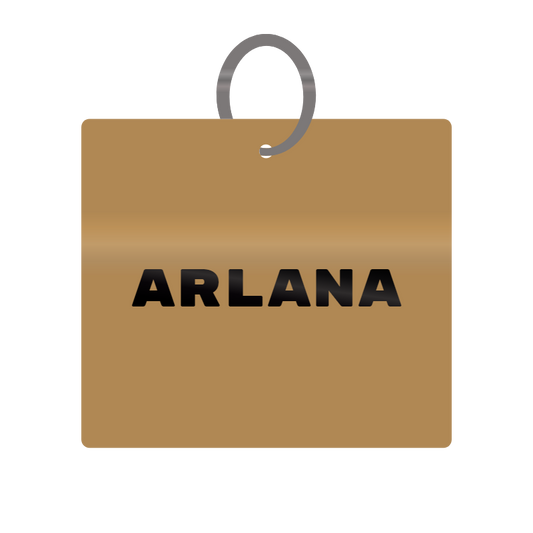 Arlana Engraved on Keychain in MDF 4cm x 4cm x 3mm