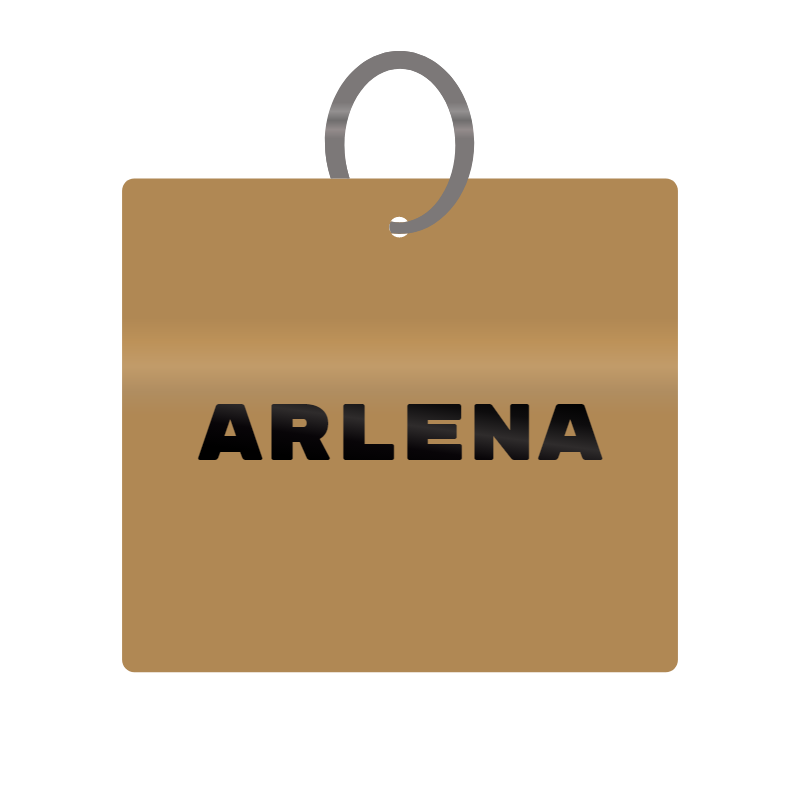 Arlena Engraved on Keychain in MDF 4cm x 4cm x 3mm