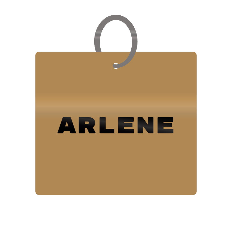 Arlene Engraved on Keychain in MDF 4cm x 4cm x 3mm