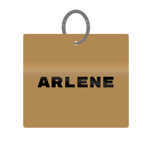 Arlene Engraved on Keychain in MDF 4cm x 4cm x 3mm