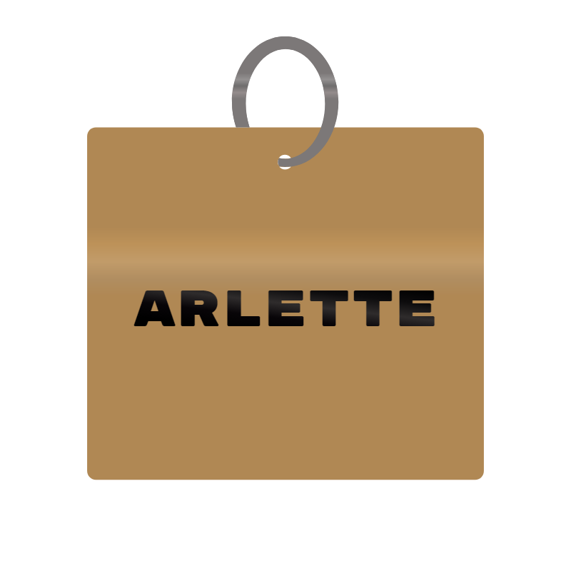 Arlette Engraved on Keychain in MDF 4cm x 4cm x 3mm