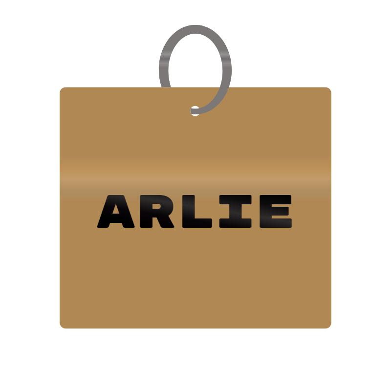 Arlie Engraved on Keychain in MDF 4cm x 4cm x 3mm