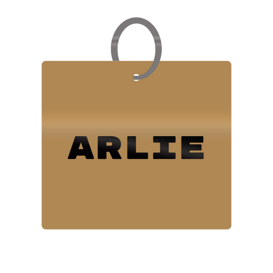 Arlie Engraved on Keychain in MDF 4cm x 4cm x 3mm