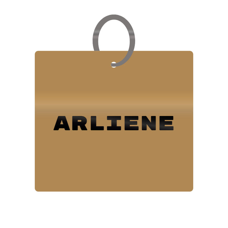 Arliene Engraved on Keychain in MDF 4cm x 4cm x 3mm