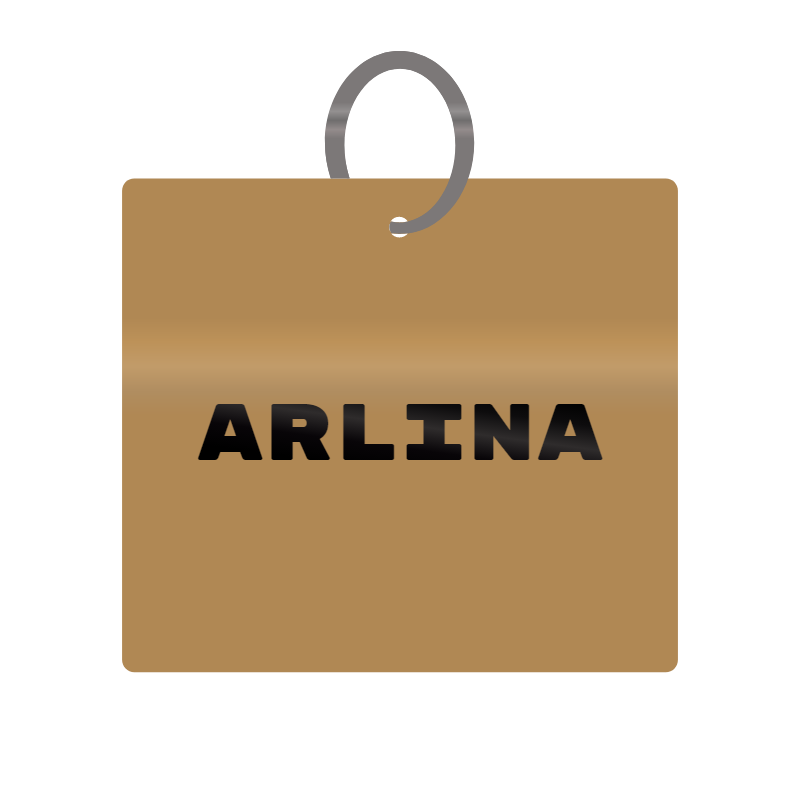 Arlina Engraved on Keychain in MDF 4cm x 4cm x 3mm