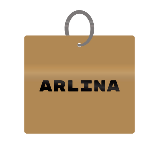 Arlina Engraved on Keychain in MDF 4cm x 4cm x 3mm