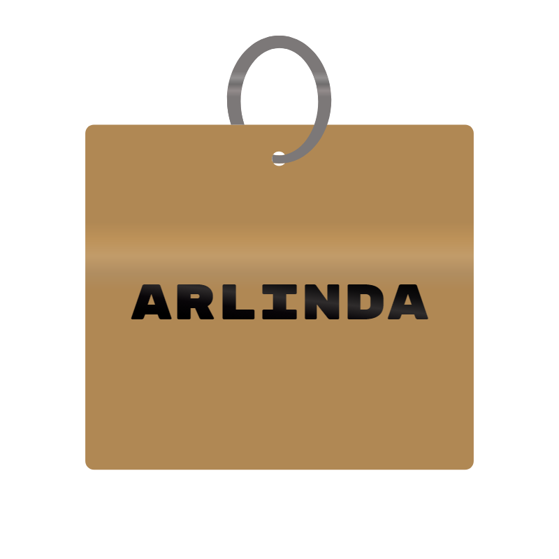 Arlinda Engraved on Keychain in MDF 4cm x 4cm x 3mm