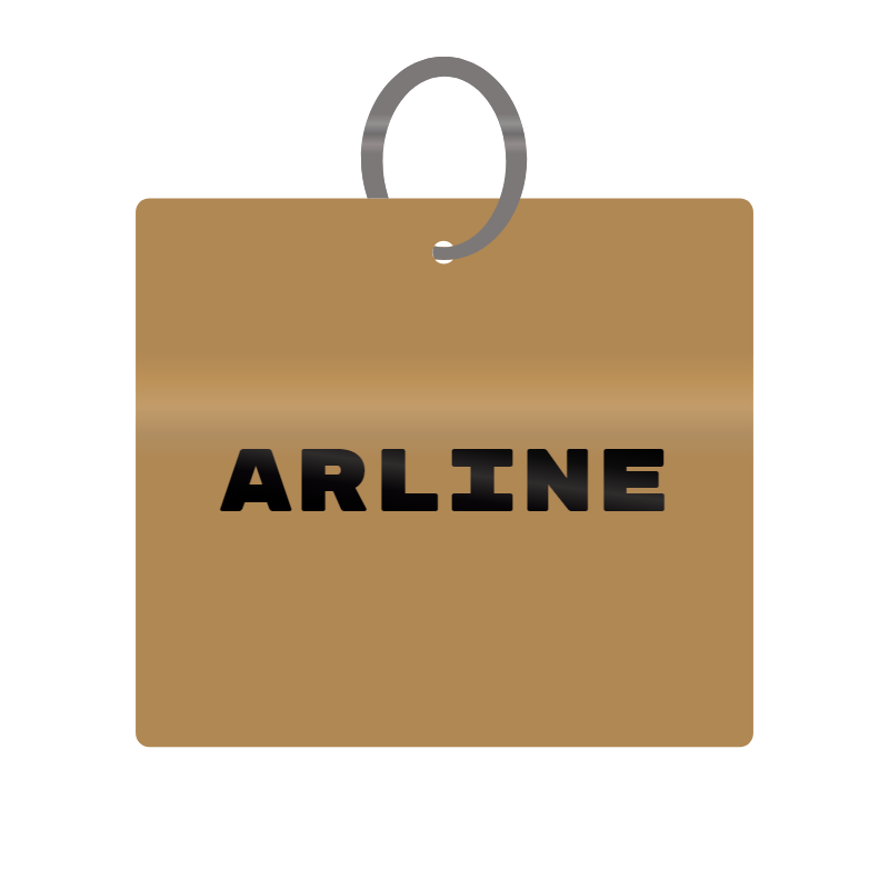 Arline Engraved on Keychain in MDF 4cm x 4cm x 3mm