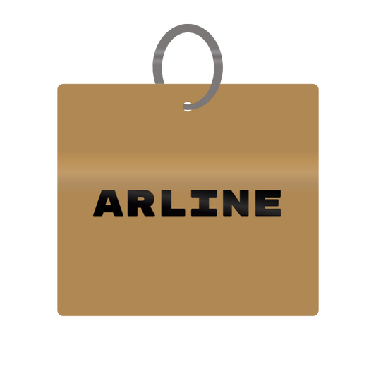 Arline Engraved on Keychain in MDF 4cm x 4cm x 3mm