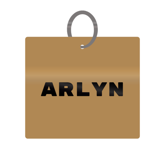 Arlyn Engraved on Keychain in MDF 4cm x 4cm x 3mm