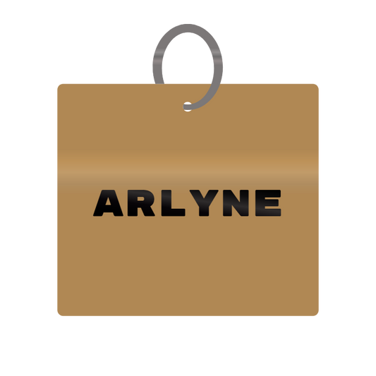 Arlyne Engraved on Keychain in MDF 4cm x 4cm x 3mm