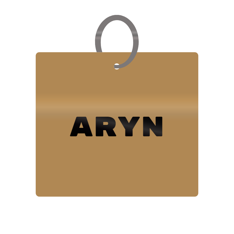 Aryn Engraved on Keychain in MDF 4cm x 4cm x 3mm