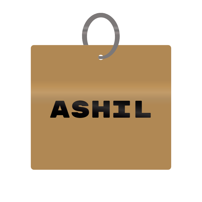 Ashil Engraved on Keychain in MDF 4cm x 4cm x 3mm