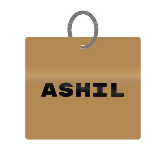 Ashil Engraved on Keychain in MDF 4cm x 4cm x 3mm