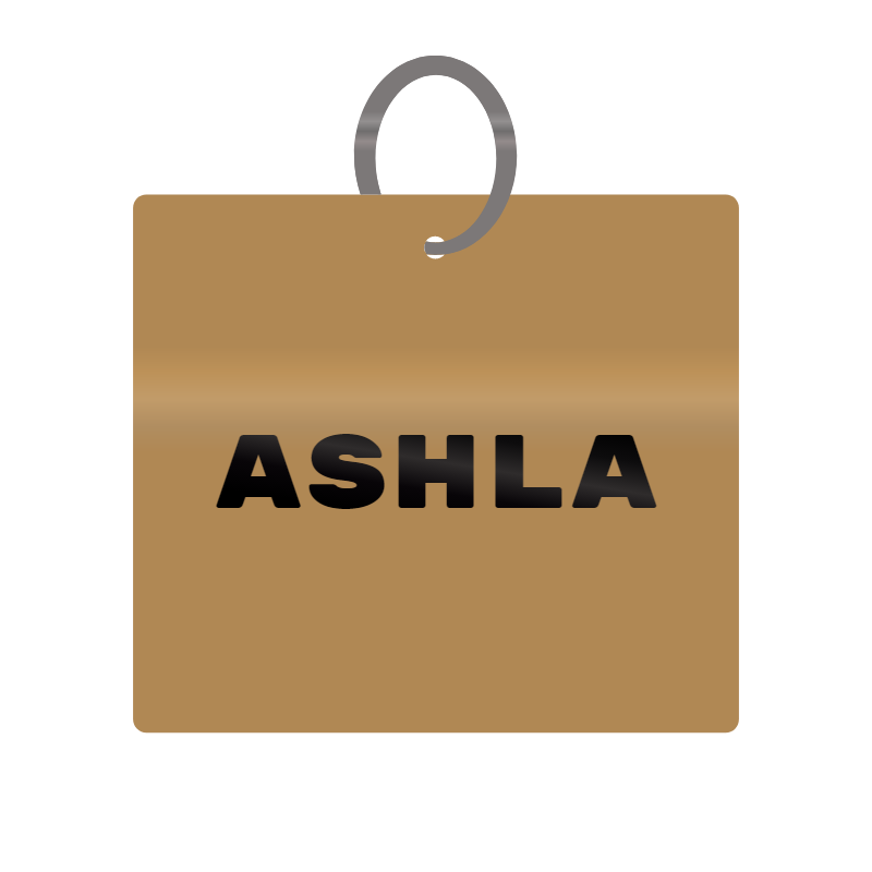 Ashla Engraved on Keychain in MDF 4cm x 4cm x 3mm