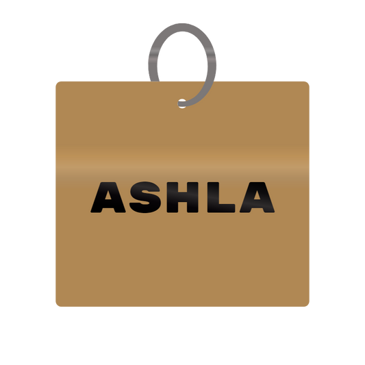 Ashla Engraved on Keychain in MDF 4cm x 4cm x 3mm