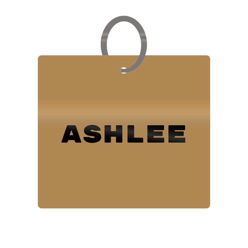 Ashlee Engraved on Keychain in MDF 4cm x 4cm x 3mm