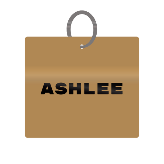 Ashlee Engraved on Keychain in MDF 4cm x 4cm x 3mm