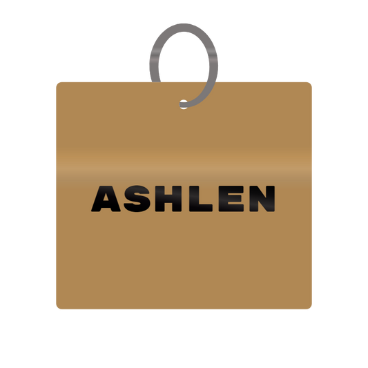 Ashlen Engraved on Keychain in MDF 4cm x 4cm x 3mm