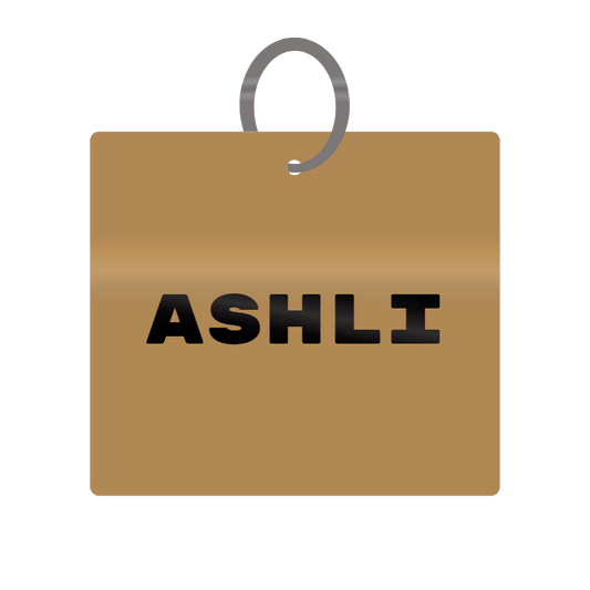 Ashli Engraved on Keychain in MDF 4cm x 4cm x 3mm