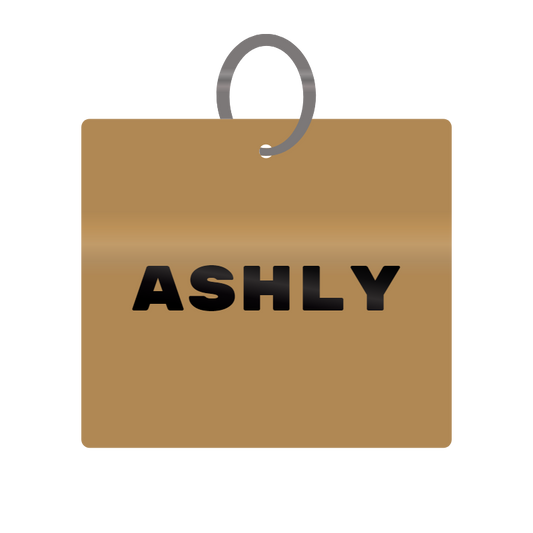 Ashly Engraved on Keychain in MDF 4cm x 4cm x 3mm