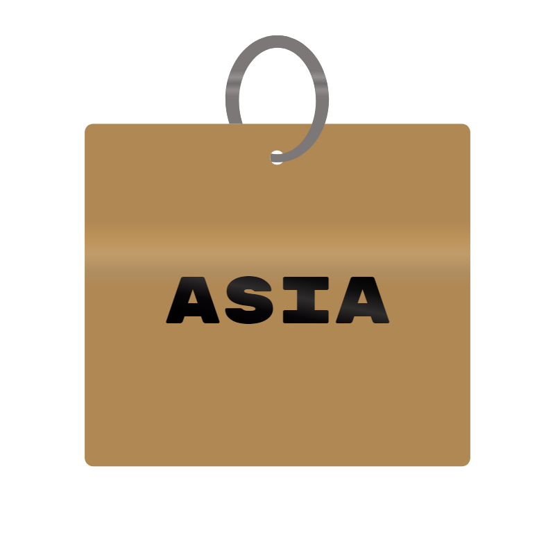 Asia Engraved on Keychain in MDF 4cm x 4cm x 3mm