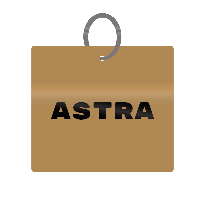 Astra Engraved on Keychain in MDF 4cm x 4cm x 3mm