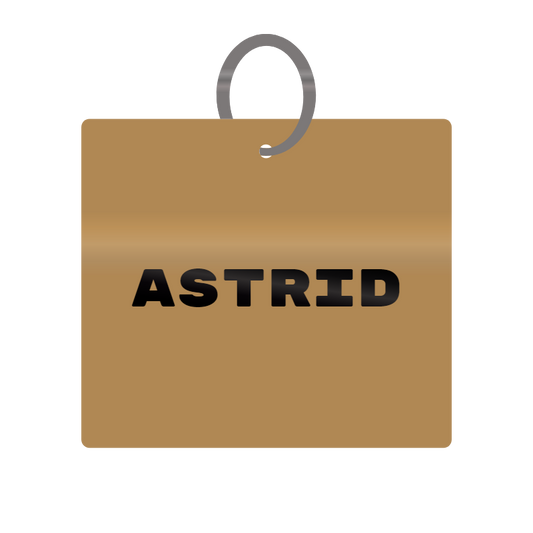 Astrid Engraved on Keychain in MDF 4cm x 4cm x 3mm