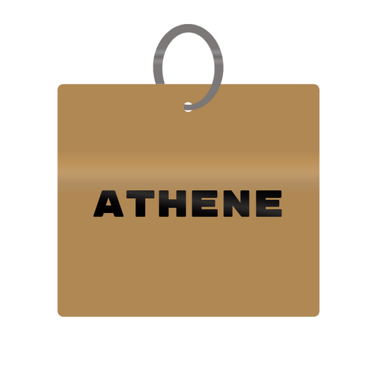 Athene Engraved on Keychain in MDF 4cm x 4cm x 3mm