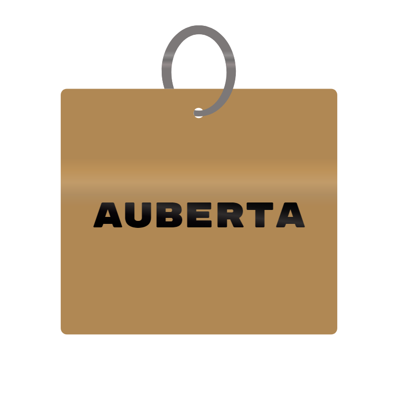 Auberta Engraved on Keychain in MDF 4cm x 4cm x 3mm