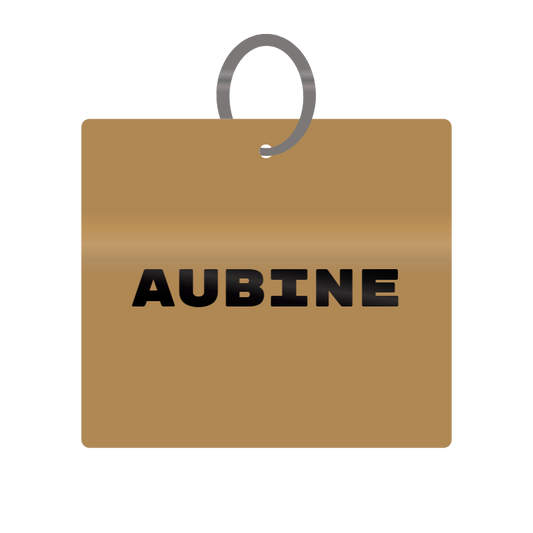 Aubine Engraved on Keychain in MDF 4cm x 4cm x 3mm