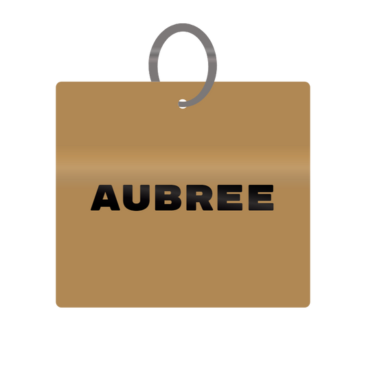 Aubree Engraved on Keychain in MDF 4cm x 4cm x 3mm