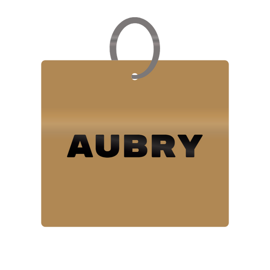 Aubry Engraved on Keychain in MDF 4cm x 4cm x 3mm