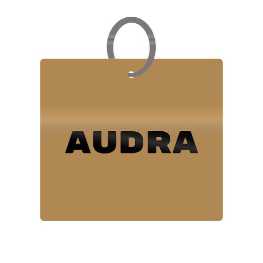 Audra Engraved on Keychain in MDF 4cm x 4cm x 3mm