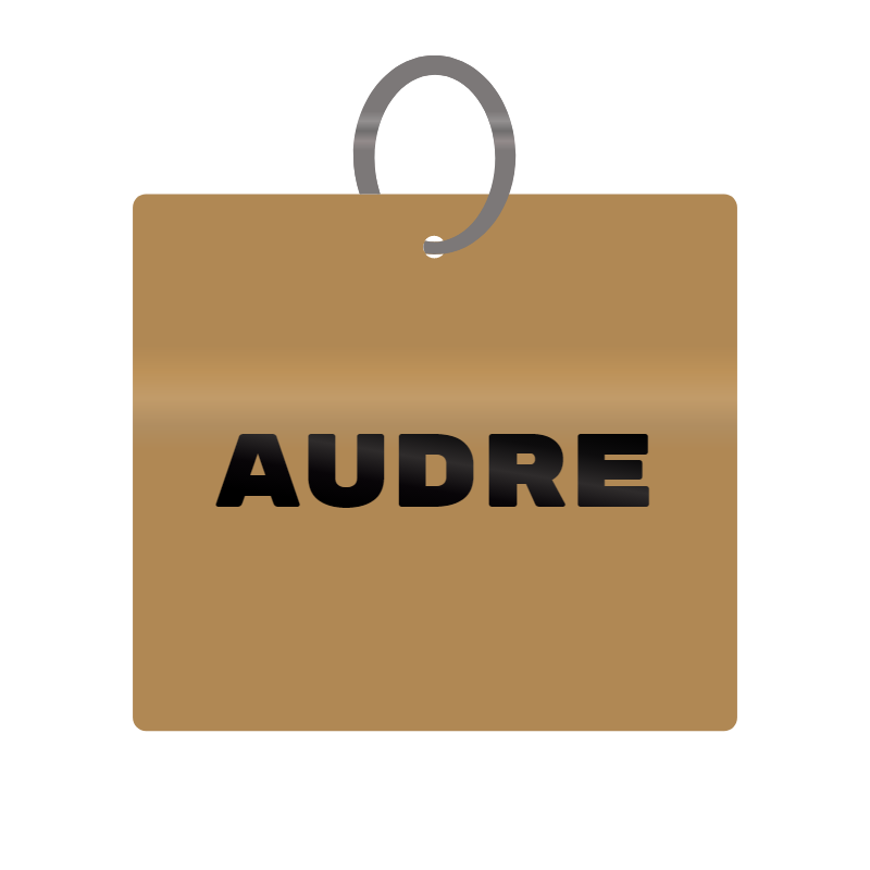 Audre Engraved on Keychain in MDF 4cm x 4cm x 3mm