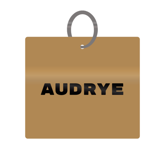 Audrye Engraved on Keychain in MDF 4cm x 4cm x 3mm