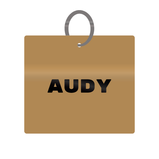 Audy Engraved on Keychain in MDF 4cm x 4cm x 3mm