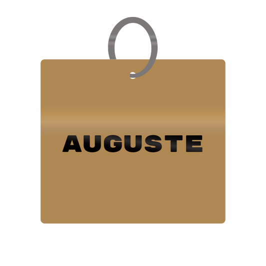 Auguste Engraved on Keychain in MDF 4cm x 4cm x 3mm