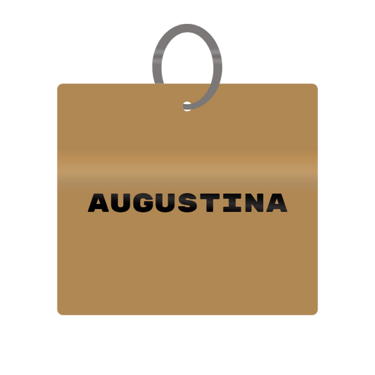 Augustina Engraved on Keychain in MDF 4cm x 4cm x 3mm