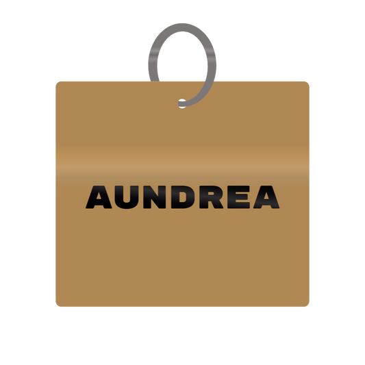 Aundrea Engraved on Keychain in MDF 4cm x 4cm x 3mm