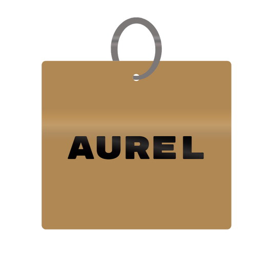 Aurel Engraved on Keychain in MDF 4cm x 4cm x 3mm