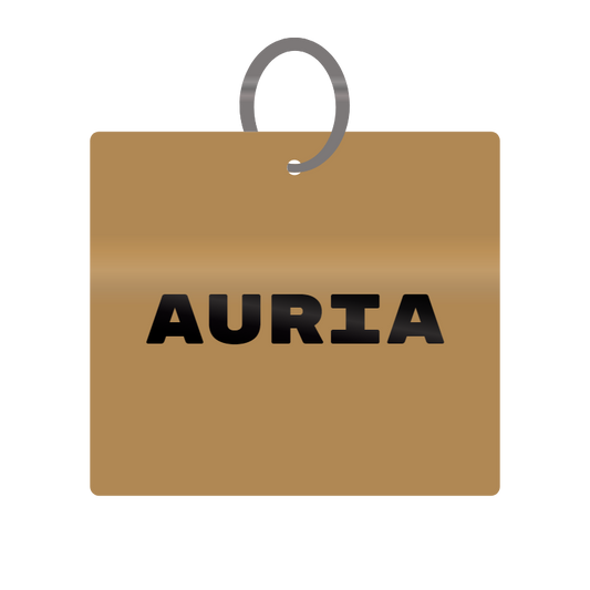 Auria Engraved on Keychain in MDF 4cm x 4cm x 3mm