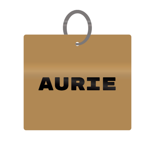 Aurie Engraved on Keychain in MDF 4cm x 4cm x 3mm