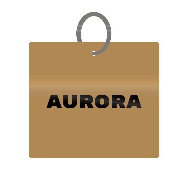 Aurora Engraved on Keychain in MDF 4cm x 4cm x 3mm