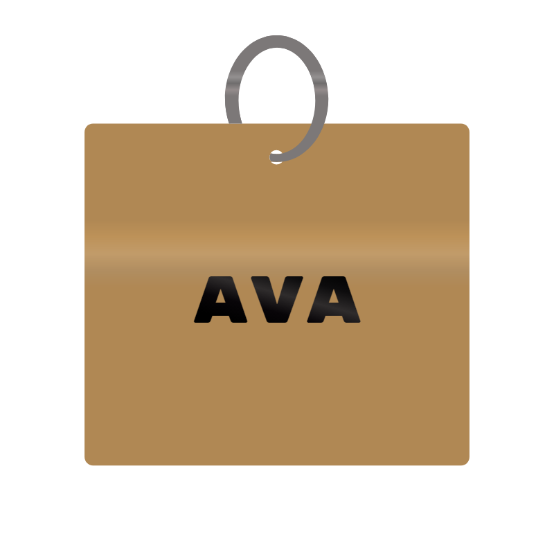 Ava Engraved on Keychain in MDF 4cm x 4cm x 3mm