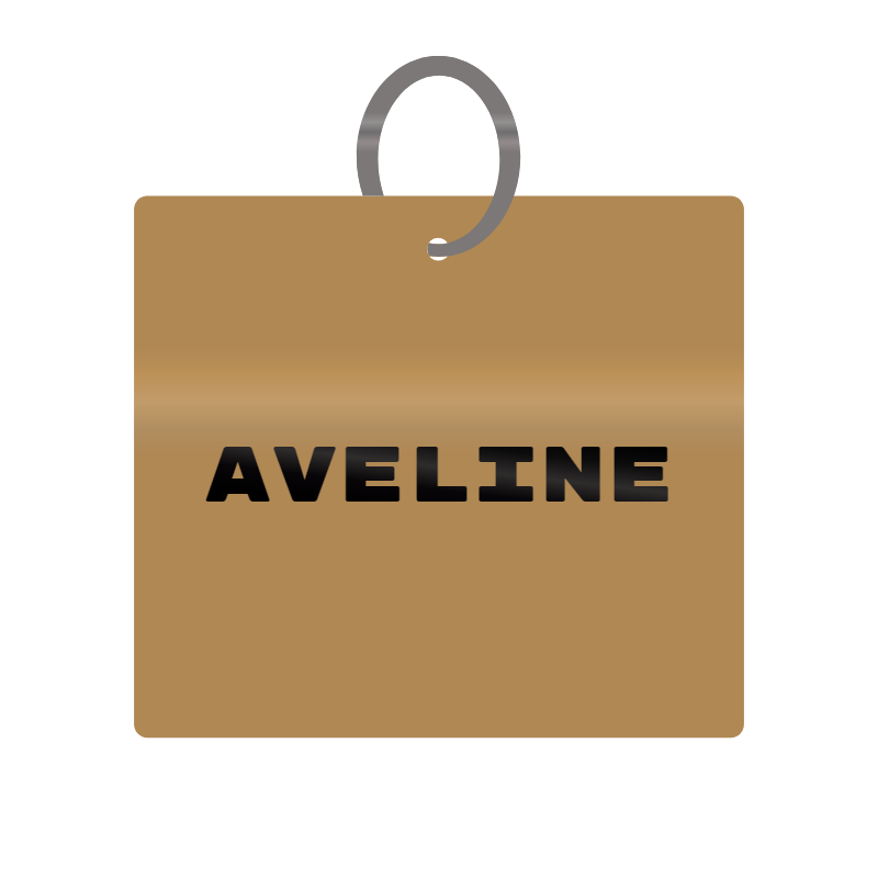 Aveline Engraved on Keychain in MDF 4cm x 4cm x 3mm